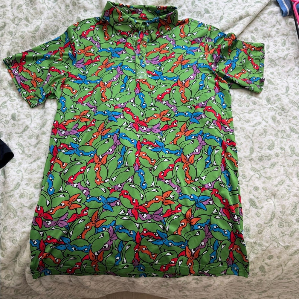Pins & Aces Ninja Turtle Print Polo Shirt